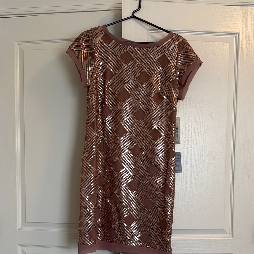 Elegant Brown Sequin Dress
